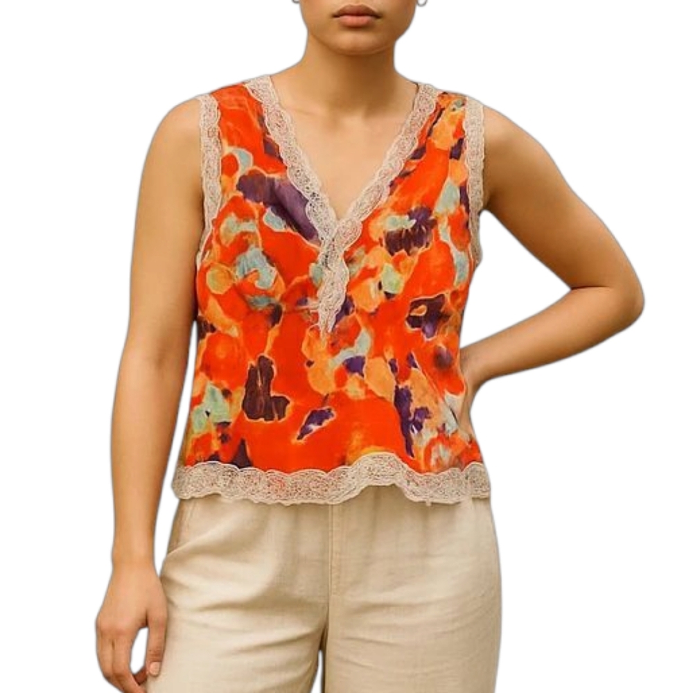 New Rebecca Minkoff Floral Y2K Style Sleeveless Top Size Medium